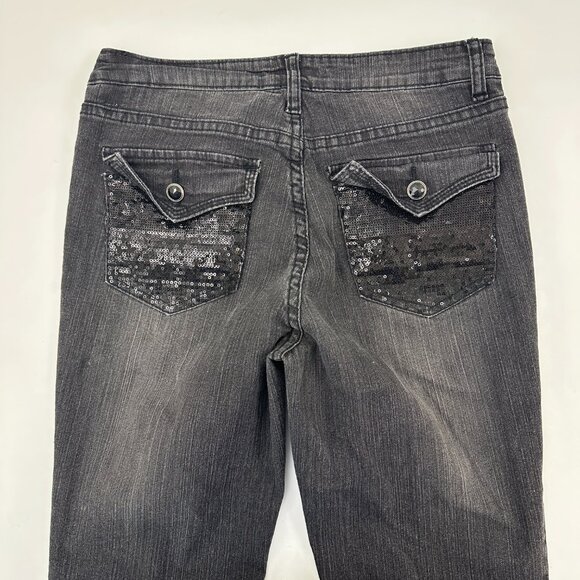 Cache Bootcut Sequence Pocket Detail Women's size 4P Black Denim Jeans - Picture 4 of 4